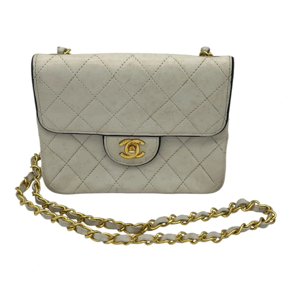 Chanel Vintage White Square Single Flap Bag - Picture 1 of 8